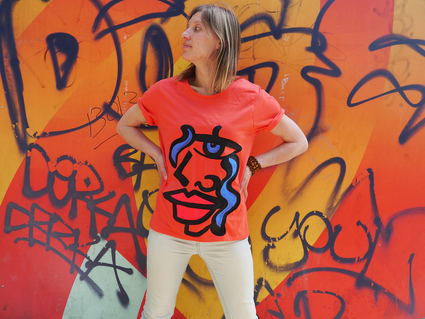 Large woman orange